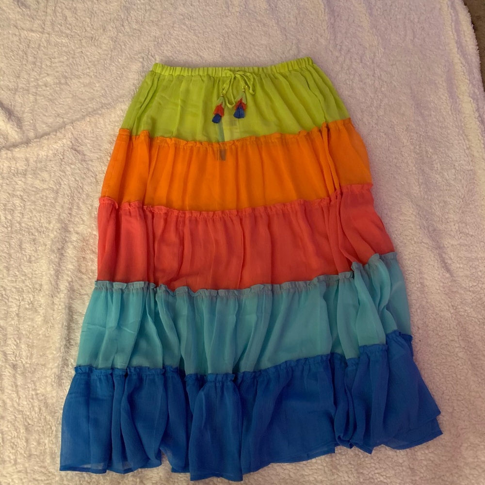NWT Bleu/Rod Beattie Sheer Full-Length Skirt